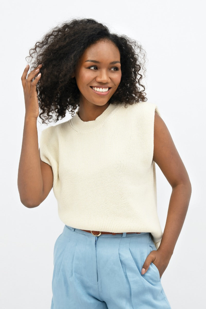 Beige knitted top Napoli NAP made of 100% wool by 1 People