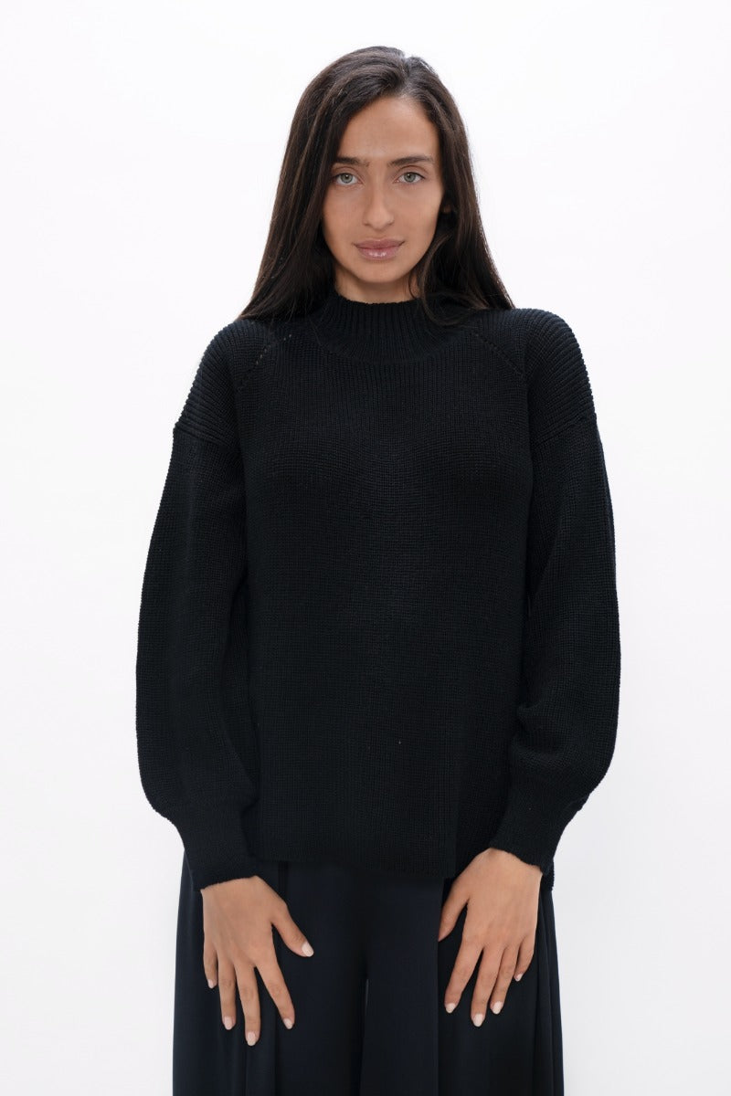 Schwarzer Sweater Ottawa YOW aus 100% Wolle von 1 People