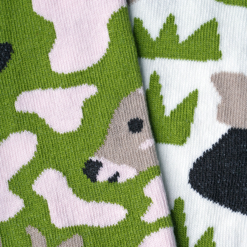 Green socks SWISS COWS made of organic cotton by Paar Socks