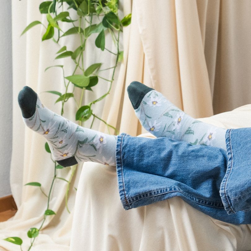 Blaue Socken EDELWEISS aus Bio-Baumwolle von Paar Socks