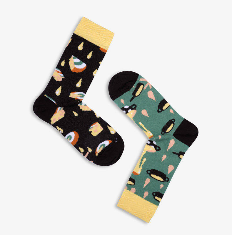 Bunte Socken KÄSEFONDUE aus Bio-Baumwolle von Paar Socks