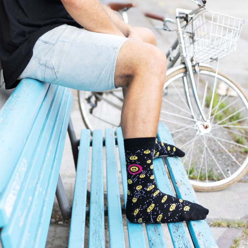 Schwarze Socken OX Happy Beat aus Bio-Baumwolle von Paar Socks