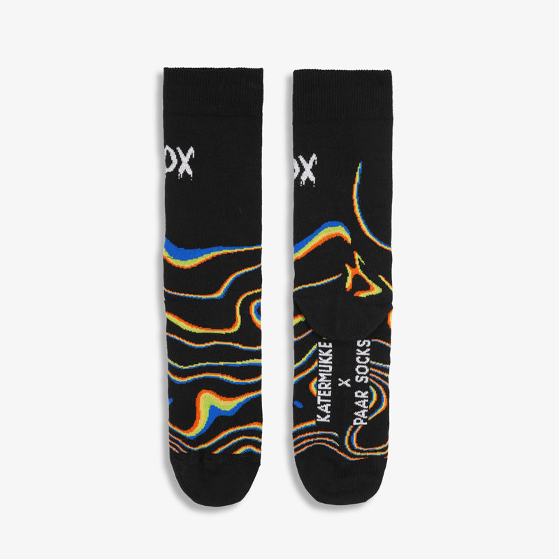 Schwarze Socken OX Sound Waves aus Bio-Baumwolle von Paar Socks