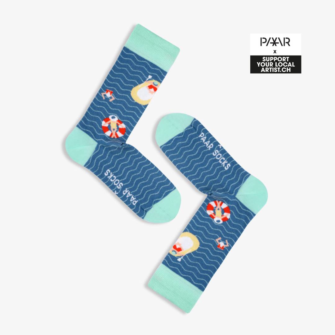 Chaussettes bleues BÖÖTLE en coton biologique de Paar Socks