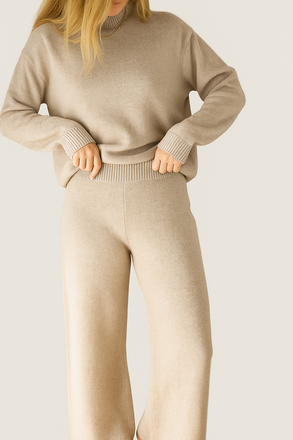 Wide Leg Pants Cashmere/Silk Greige von Pura Clothing