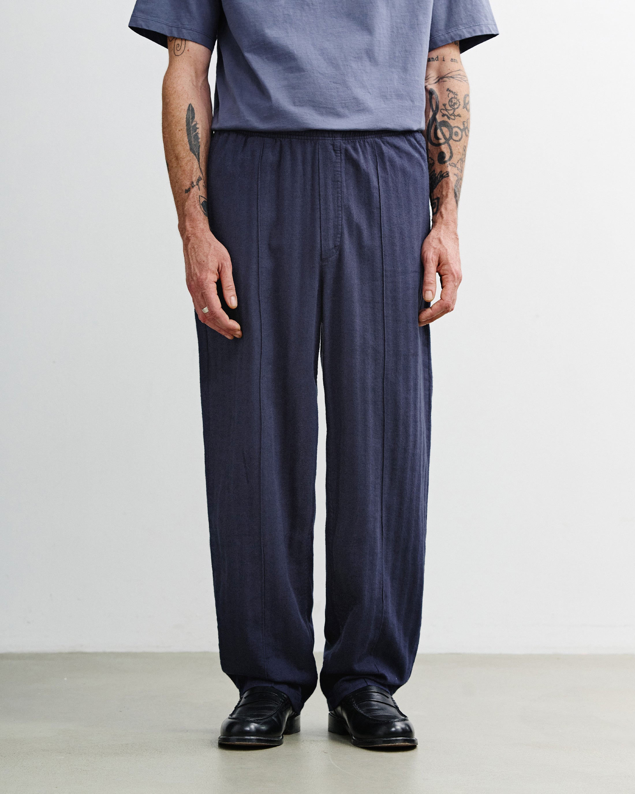 Blaue Bundfaltenhose Weit aus Bio-Baumwolle von Rotholz