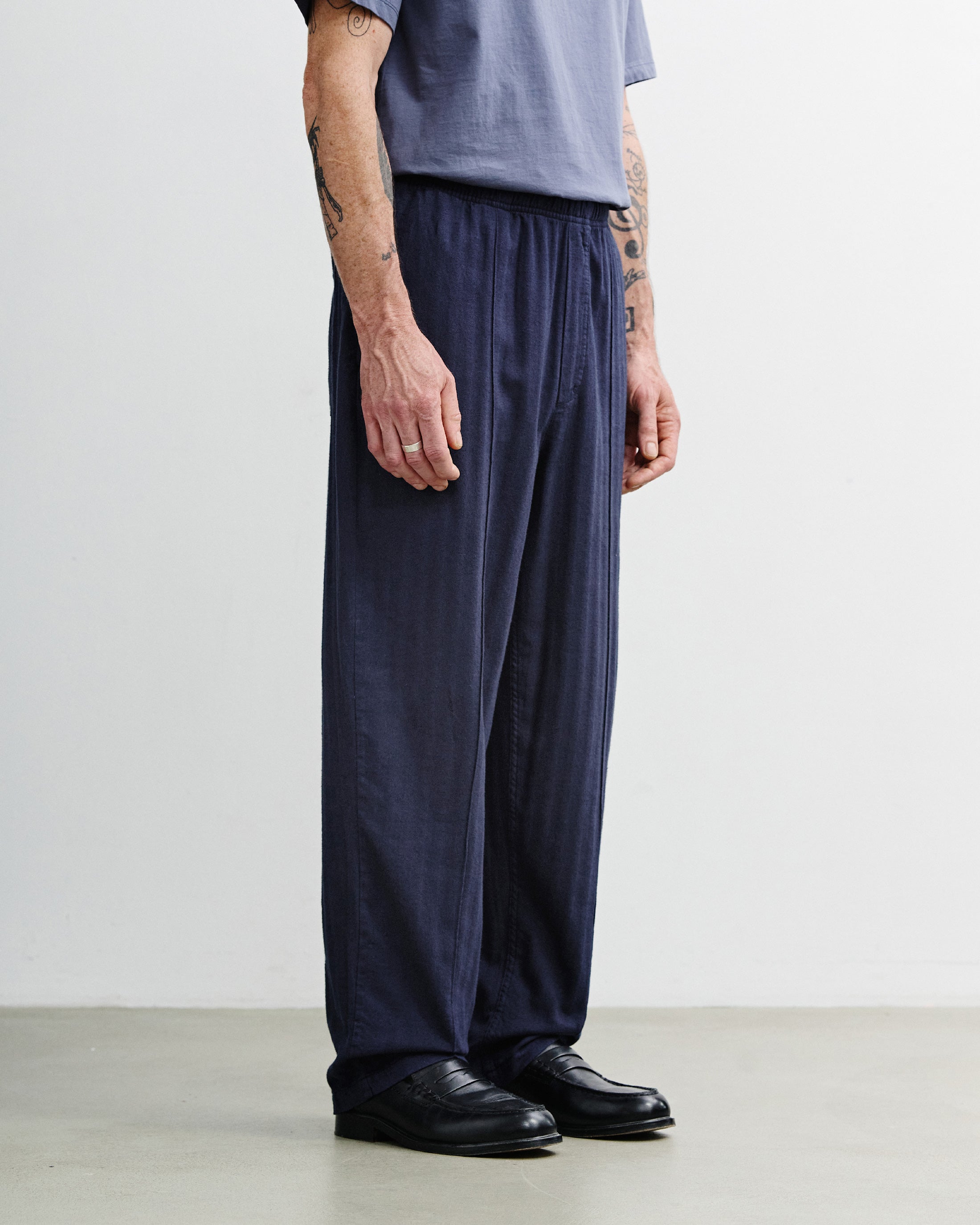 Blaue Bundfaltenhose Weit aus Bio-Baumwolle von Rotholz