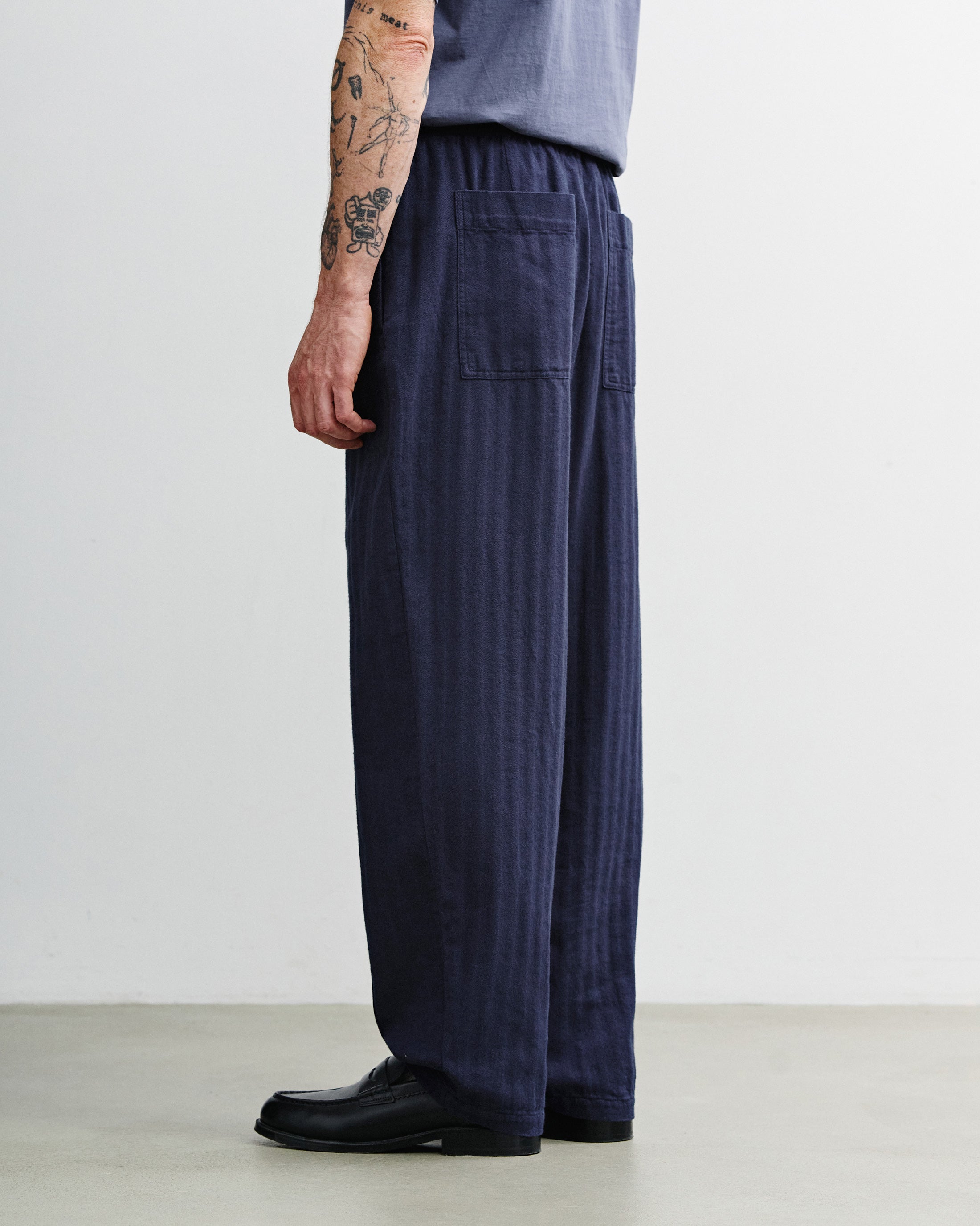 Blaue Bundfaltenhose Weit aus Bio-Baumwolle von Rotholz