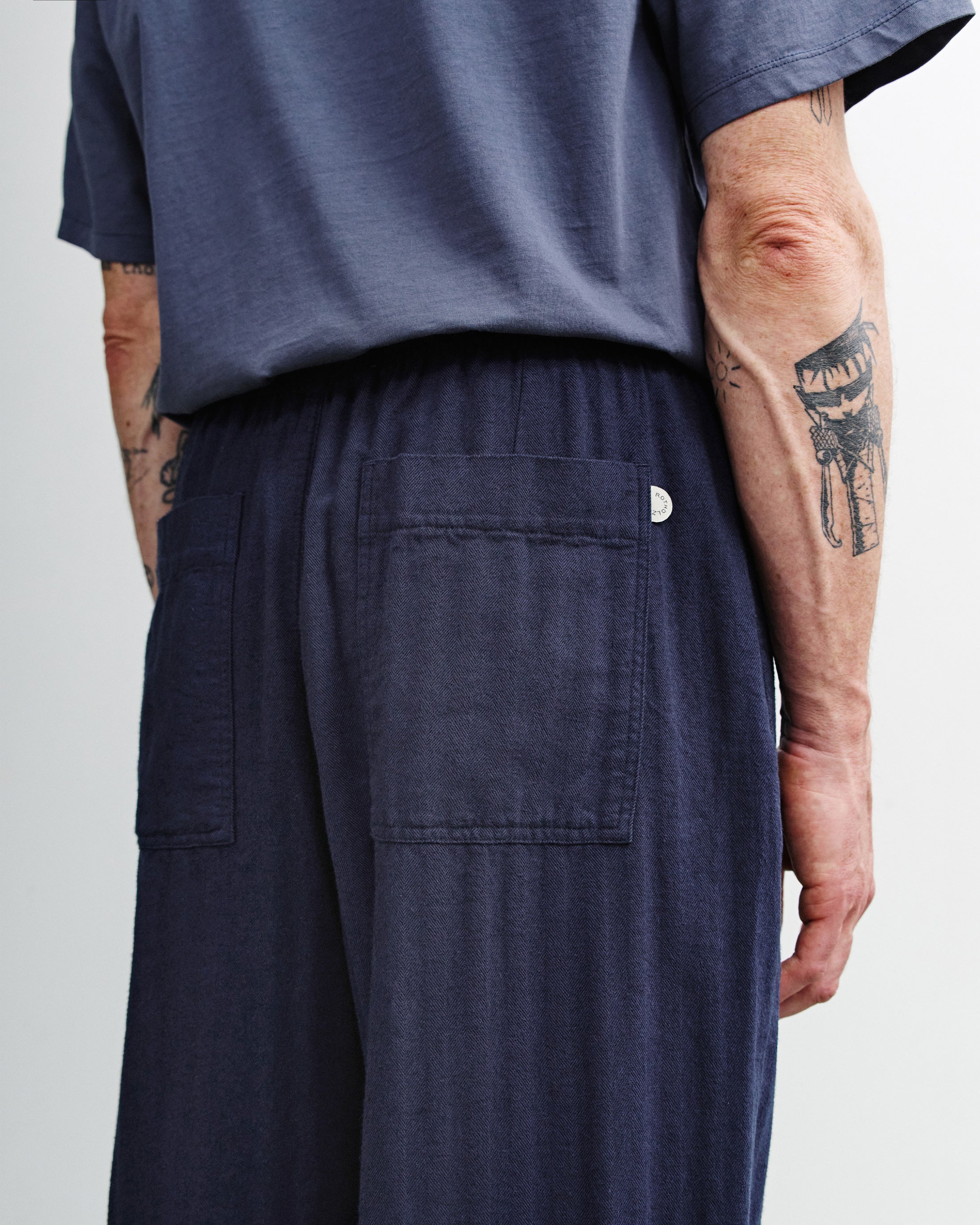 Blaue Bundfaltenhose Weit aus Bio-Baumwolle von Rotholz