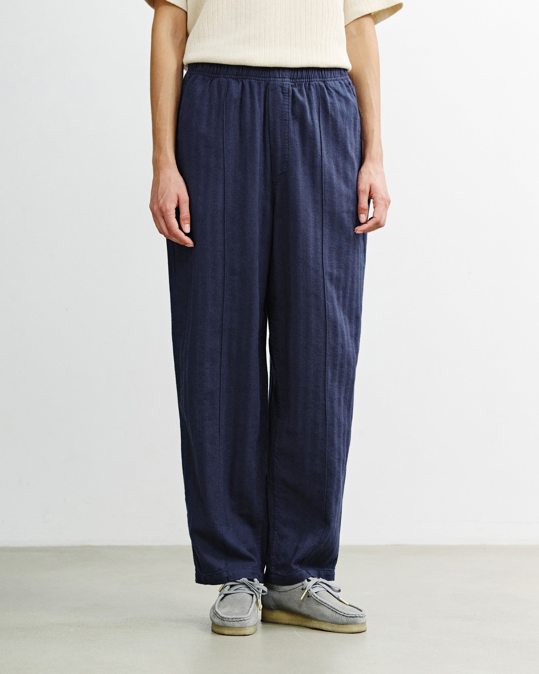 Blaue Bundfaltenhose Weit aus Bio-Baumwolle von Rotholz
