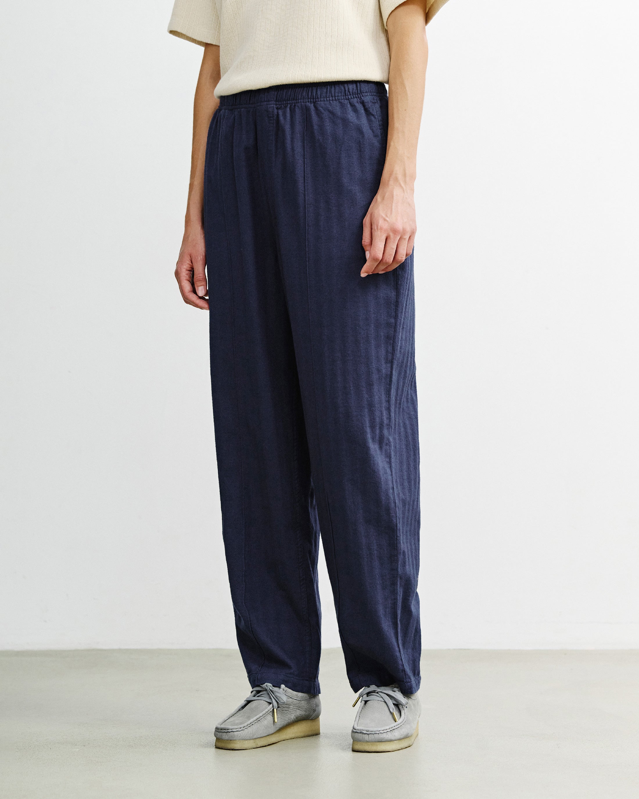 Blaue Bundfaltenhose Weit aus Bio-Baumwolle von Rotholz