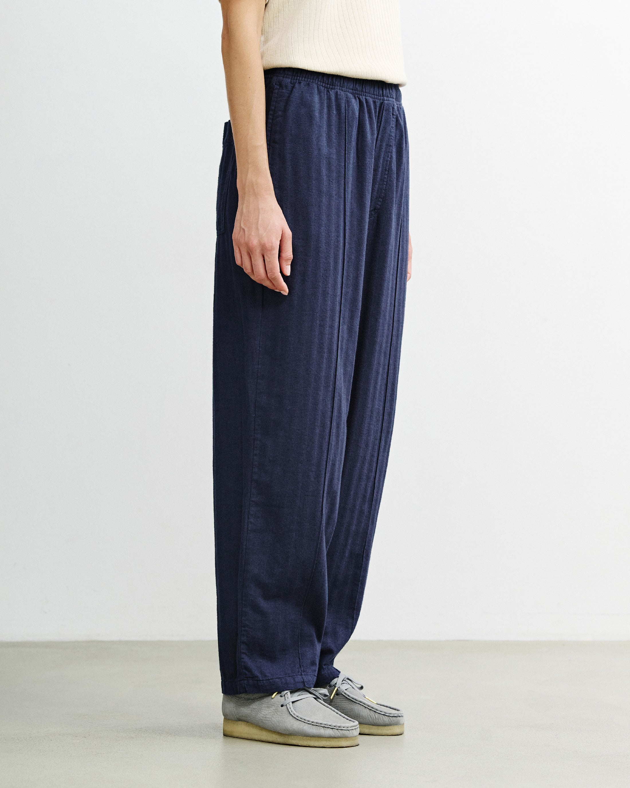 Blaue Bundfaltenhose Weit aus Bio-Baumwolle von Rotholz