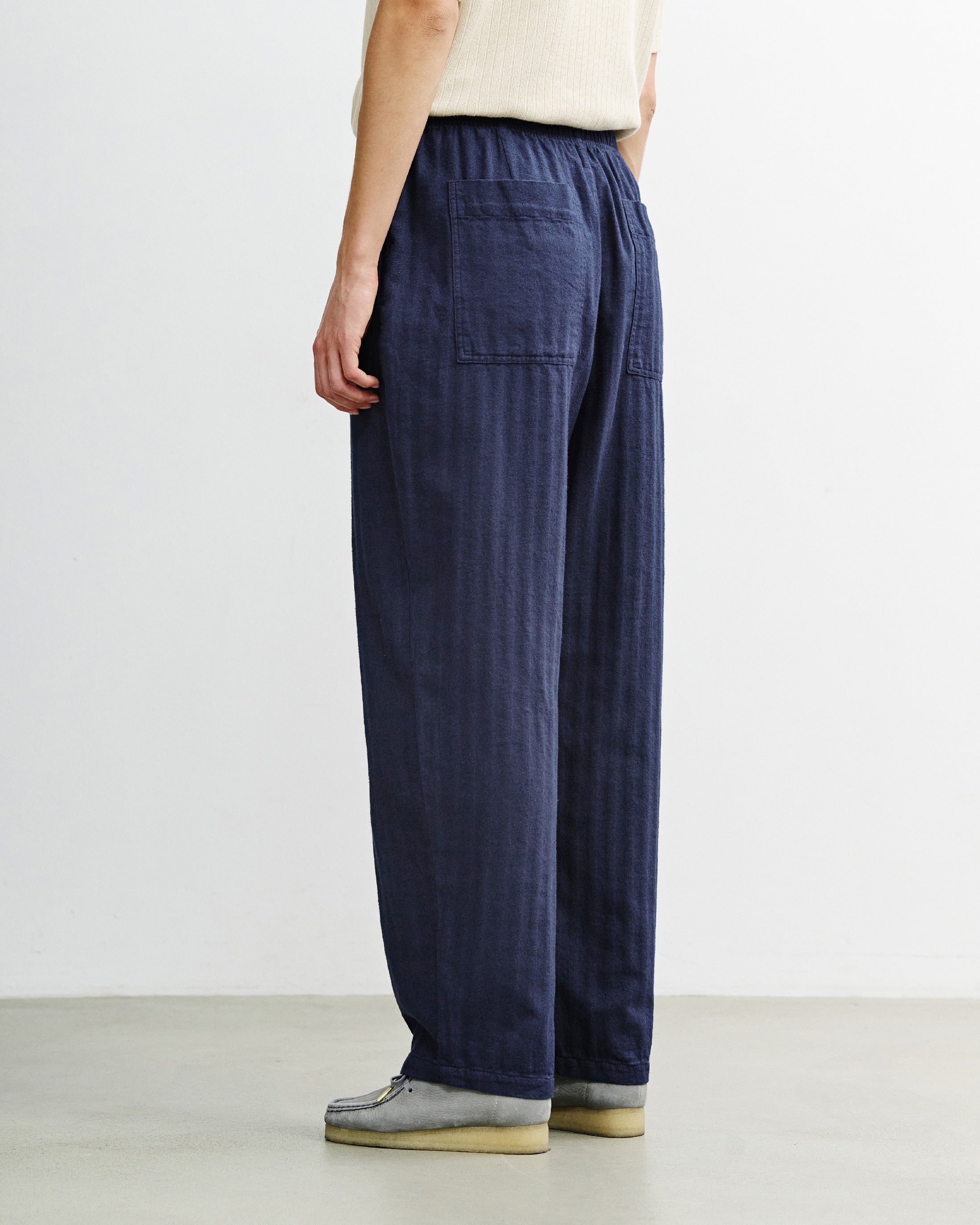 Blaue Bundfaltenhose Weit aus Bio-Baumwolle von Rotholz