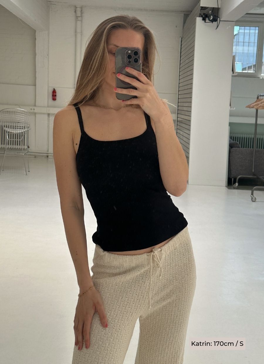 Ribbed Cami Top Modal - Black - Narah Soleigh | Luxe Line
