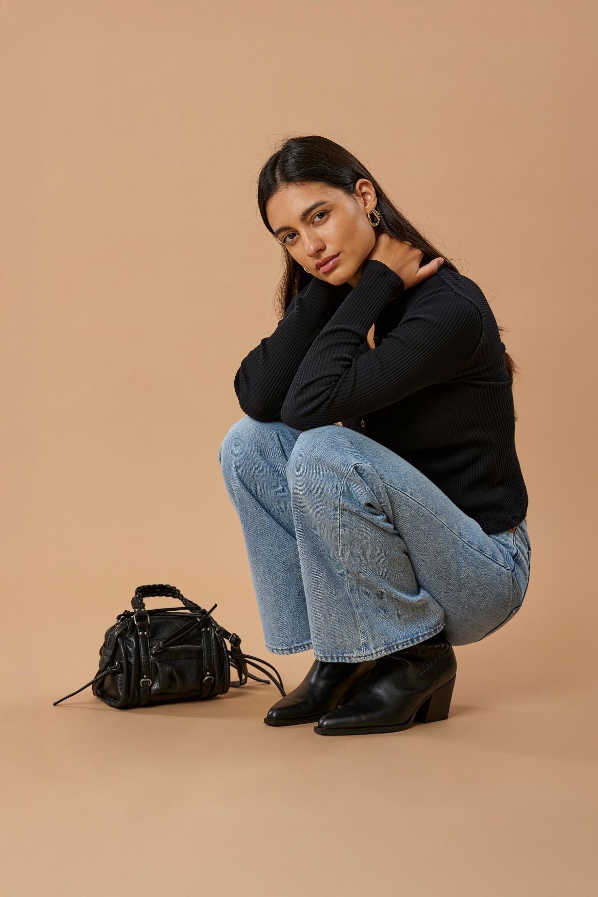 Ribbed Cardigan Organic Cotton - Black von Narah Soleigh