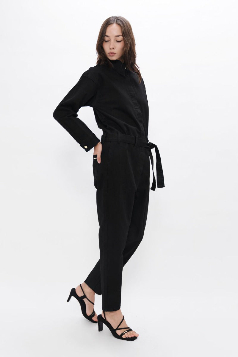 Black denim overall San Francisco SFO made from organic cotton by 1 People