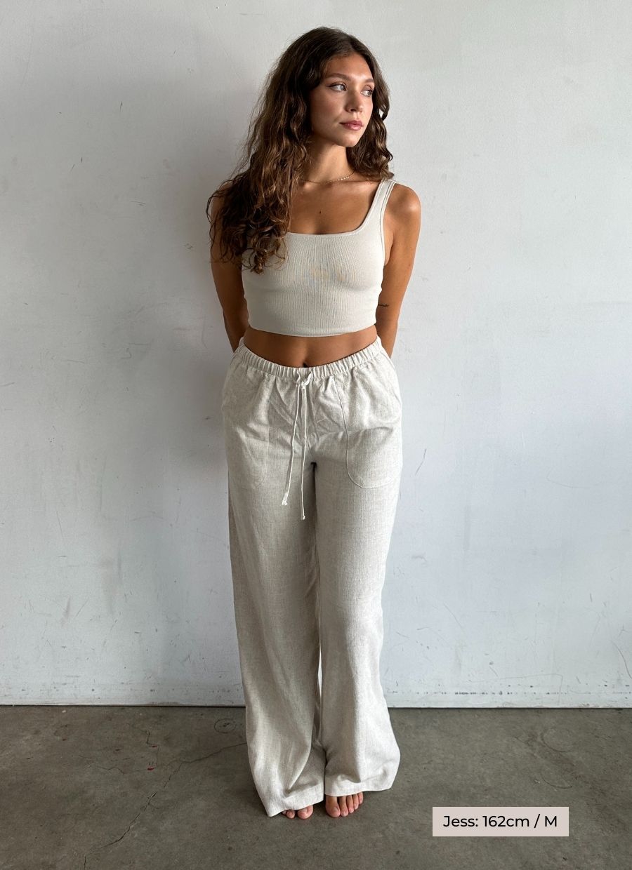 Selma beige linen trousers made from Ecovero by Narah Soleigh