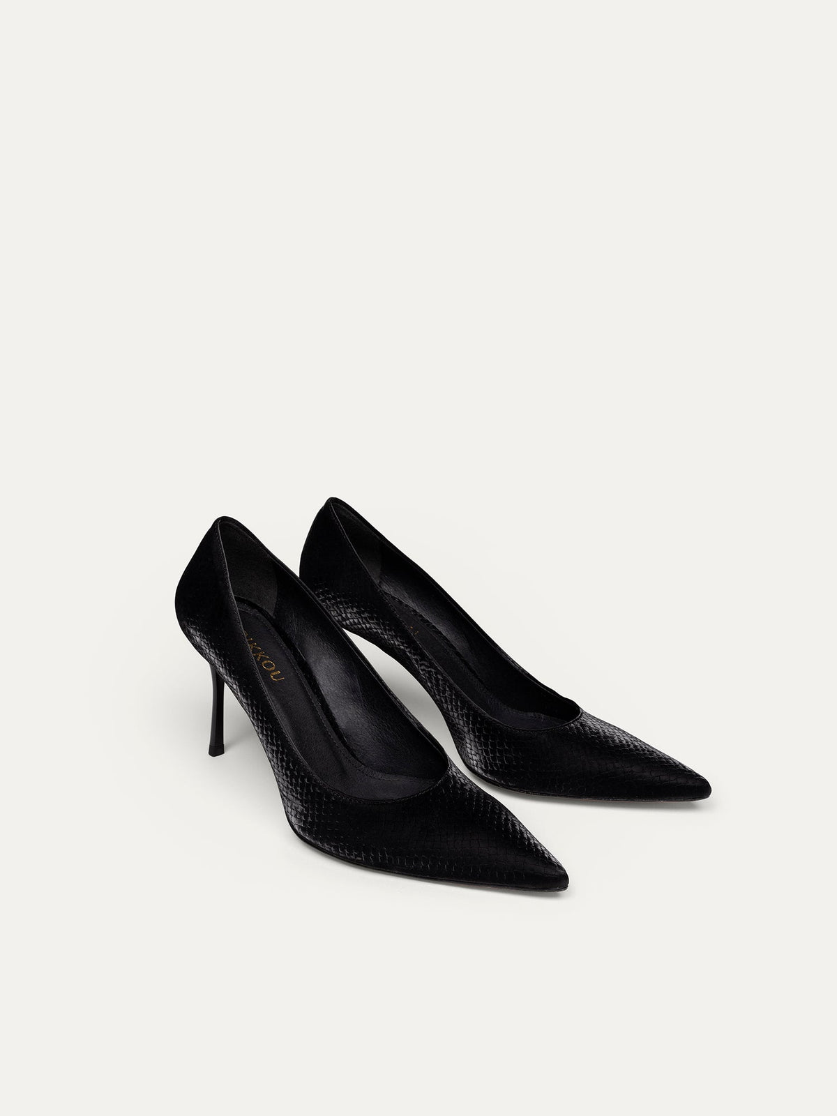 Bikkou 8PM Romantic Dinner vegan black python pumps side view