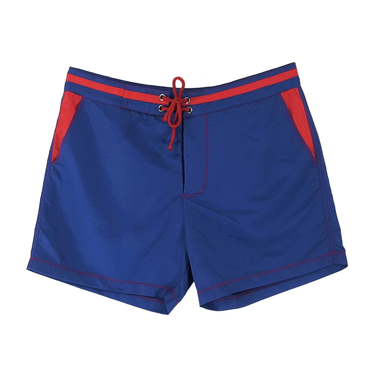 Blue swimming trunks made from recycled polyester from Bluebuck