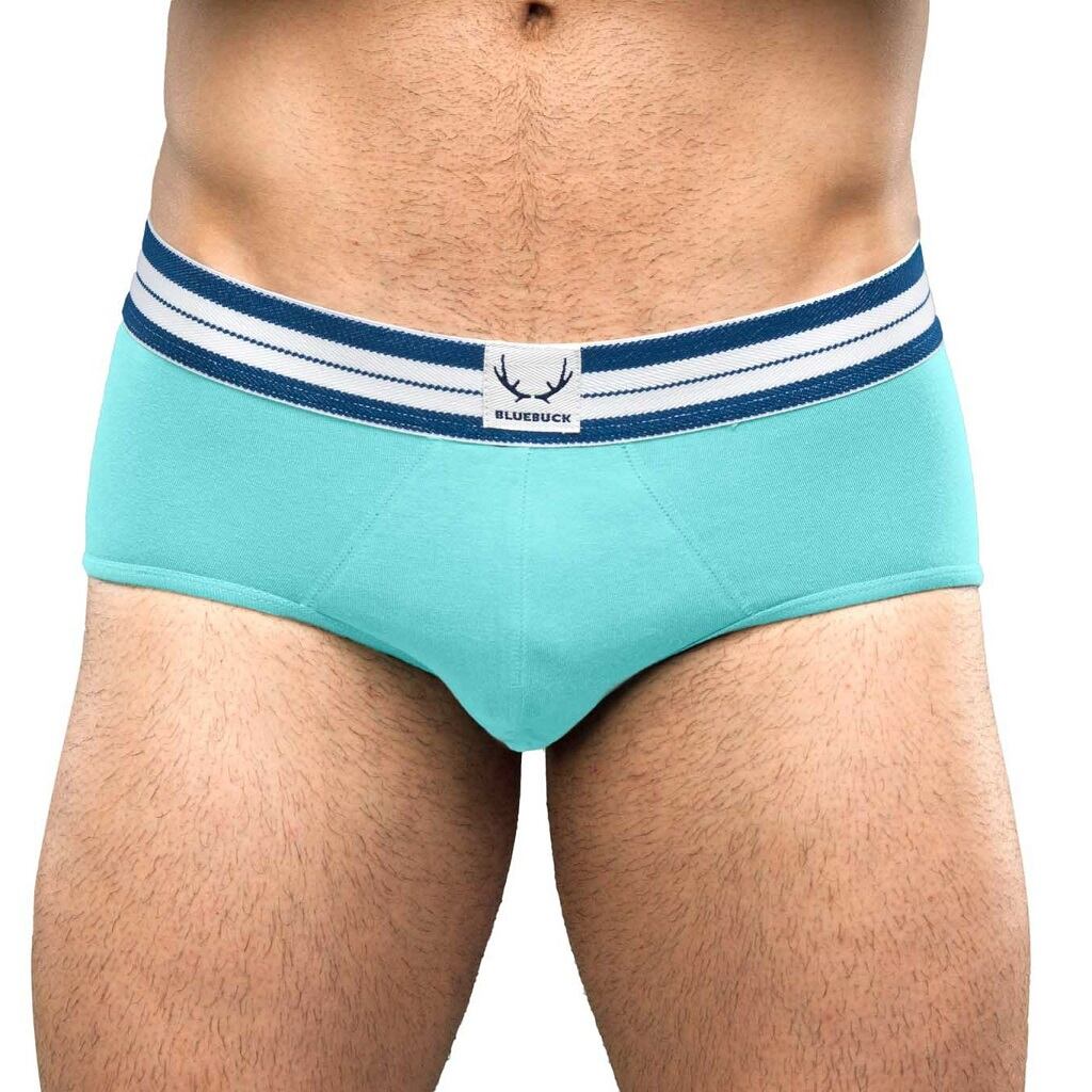 Slip homme turquoise en coton bio - BLUEBUCK