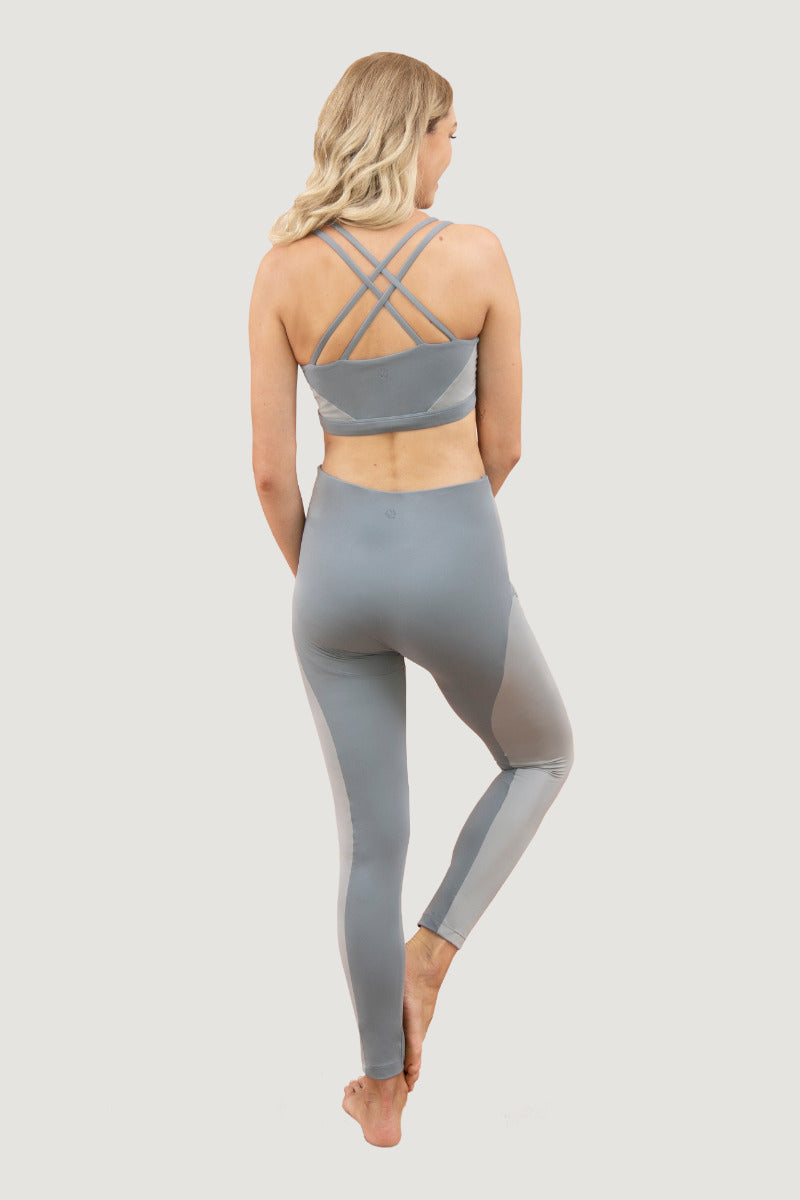 Grey sports bra Stockholm ARN made of Econyl® Regenerated Nylon by 1 People