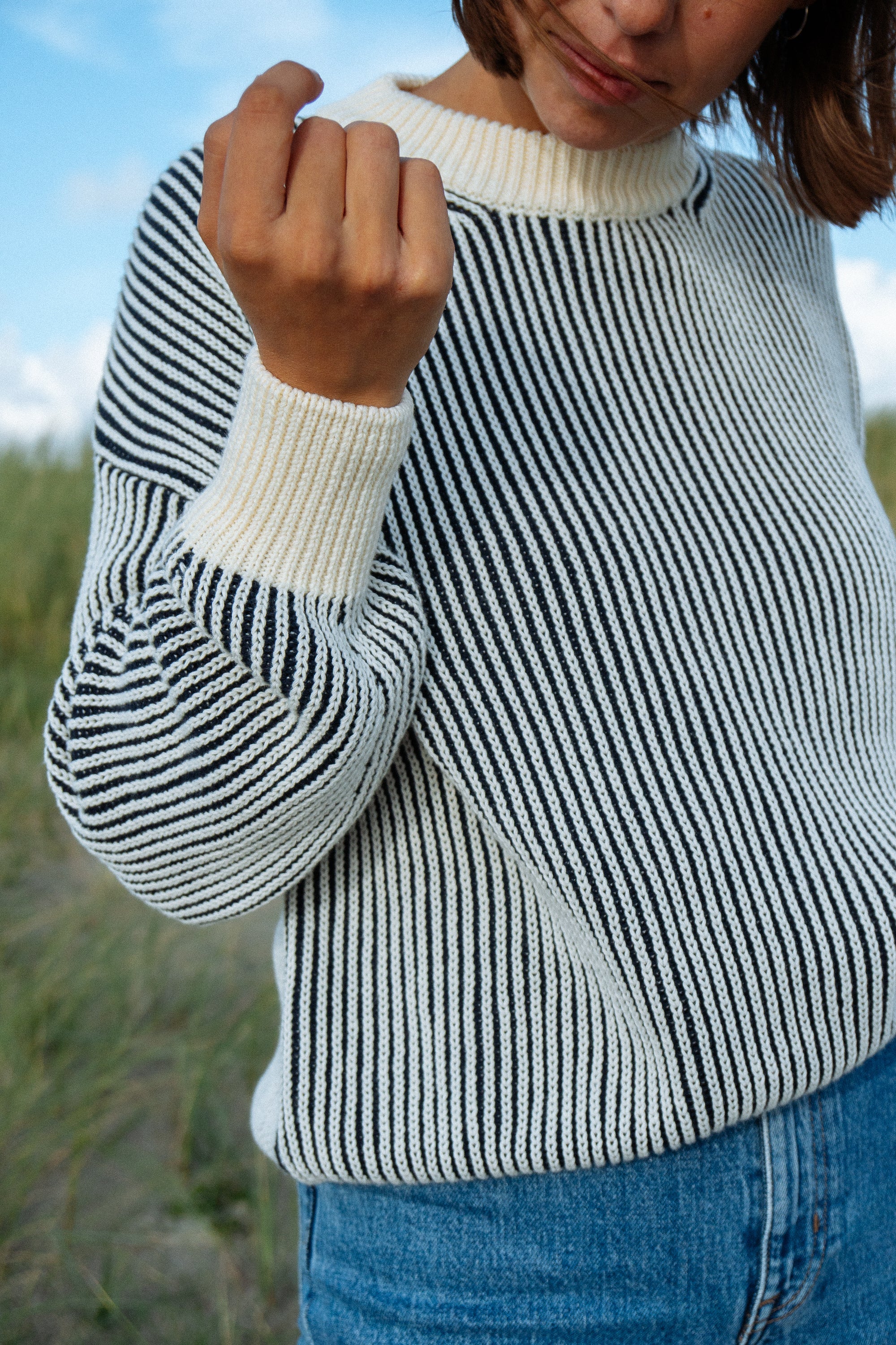 Strickpullover in außergewöhnlichem Streifendesign