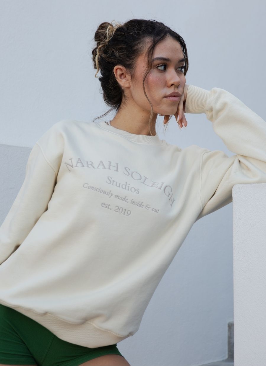 Studio Sweatshirt - Off - White - Narah Soleigh | Luxe Line