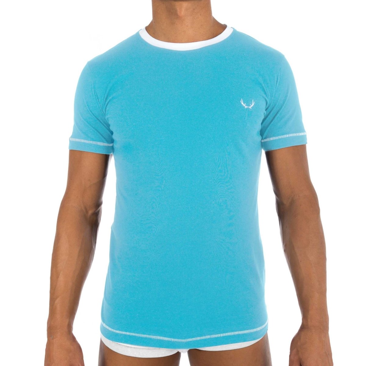 T - shirt homme col rond bleu ciel en coton bio - BLUEBUCK