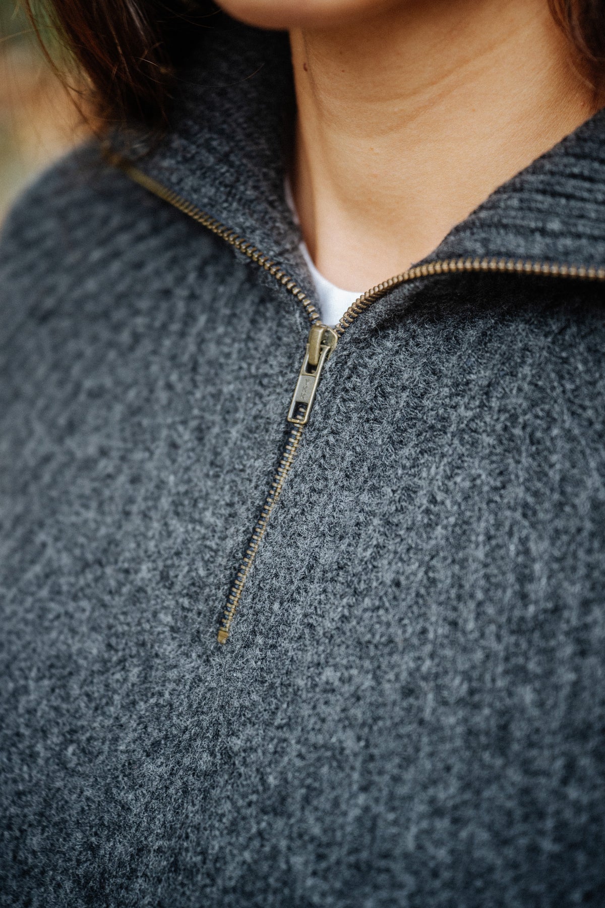 Damen Troyer Strickpullover aus Merinowolle von SALZWASSER in Anthrazit