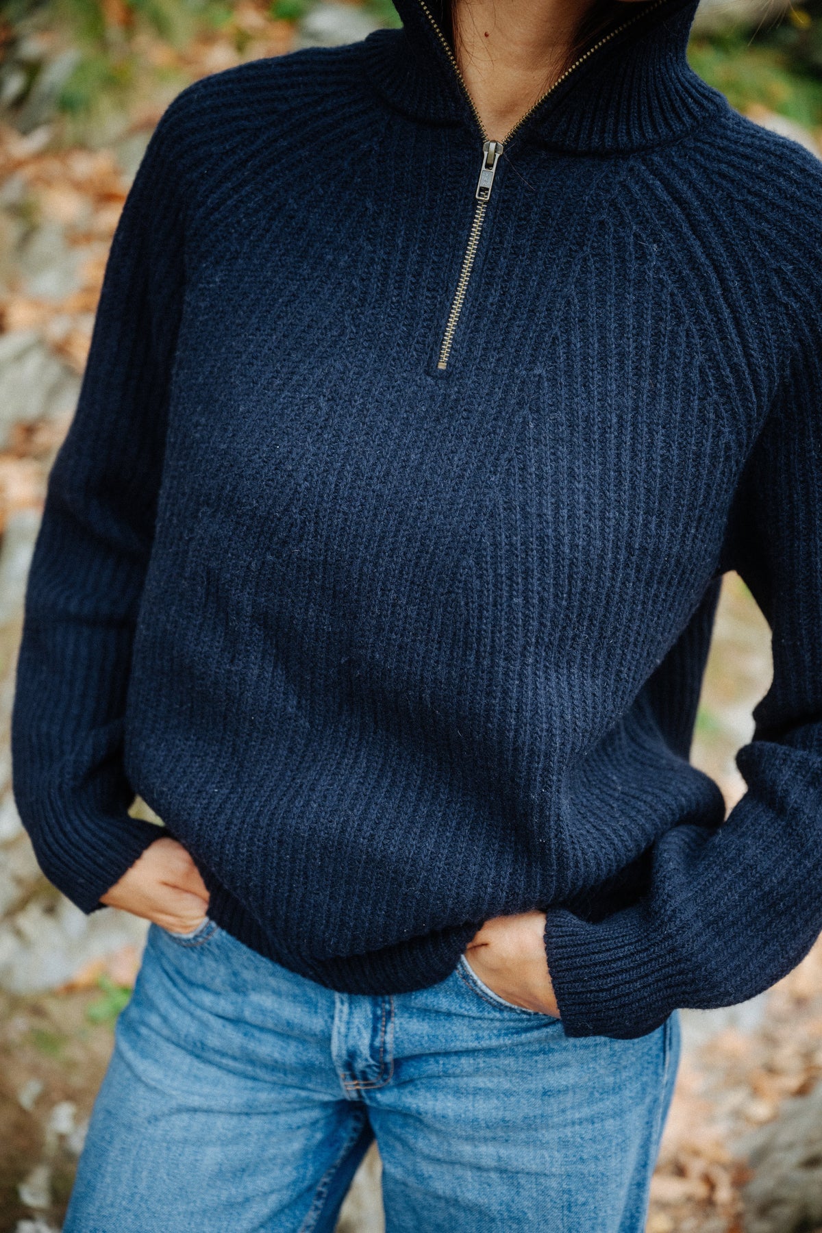 Damen Troyer Strickpullover aus Merinowolle von SALZWASSER in Blau