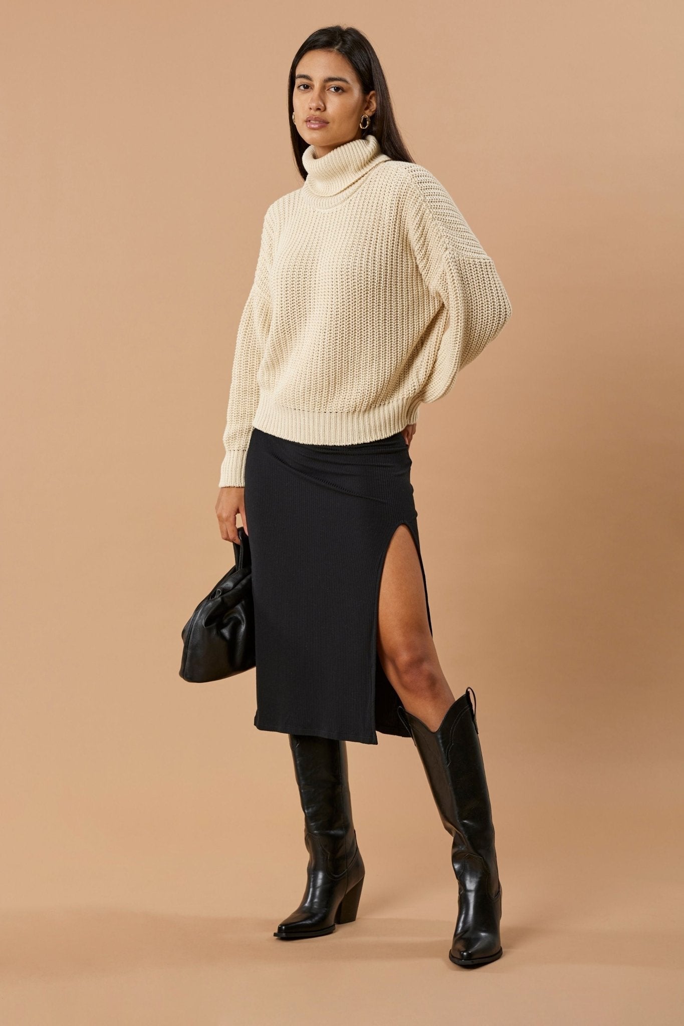 Turtleneck Knit Sweater Penelope Organic Cotton - Ivory