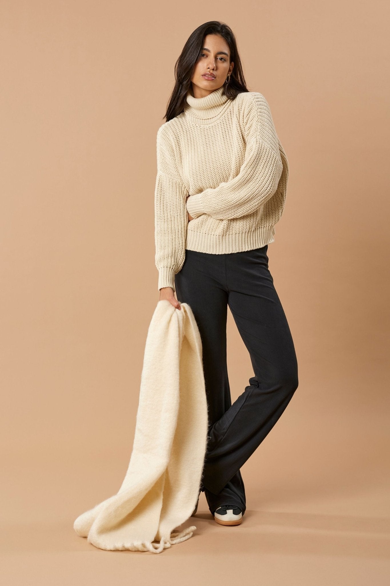 Turtleneck Knit Sweater Penelope Organic Cotton - Ivory