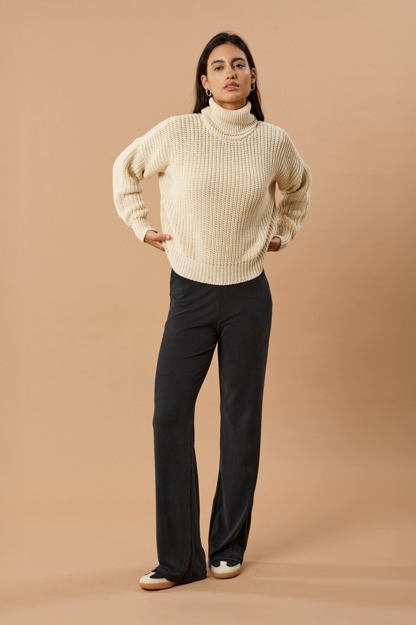 Turtleneck Knit Sweater Penelope Organic Cotton - Ivory