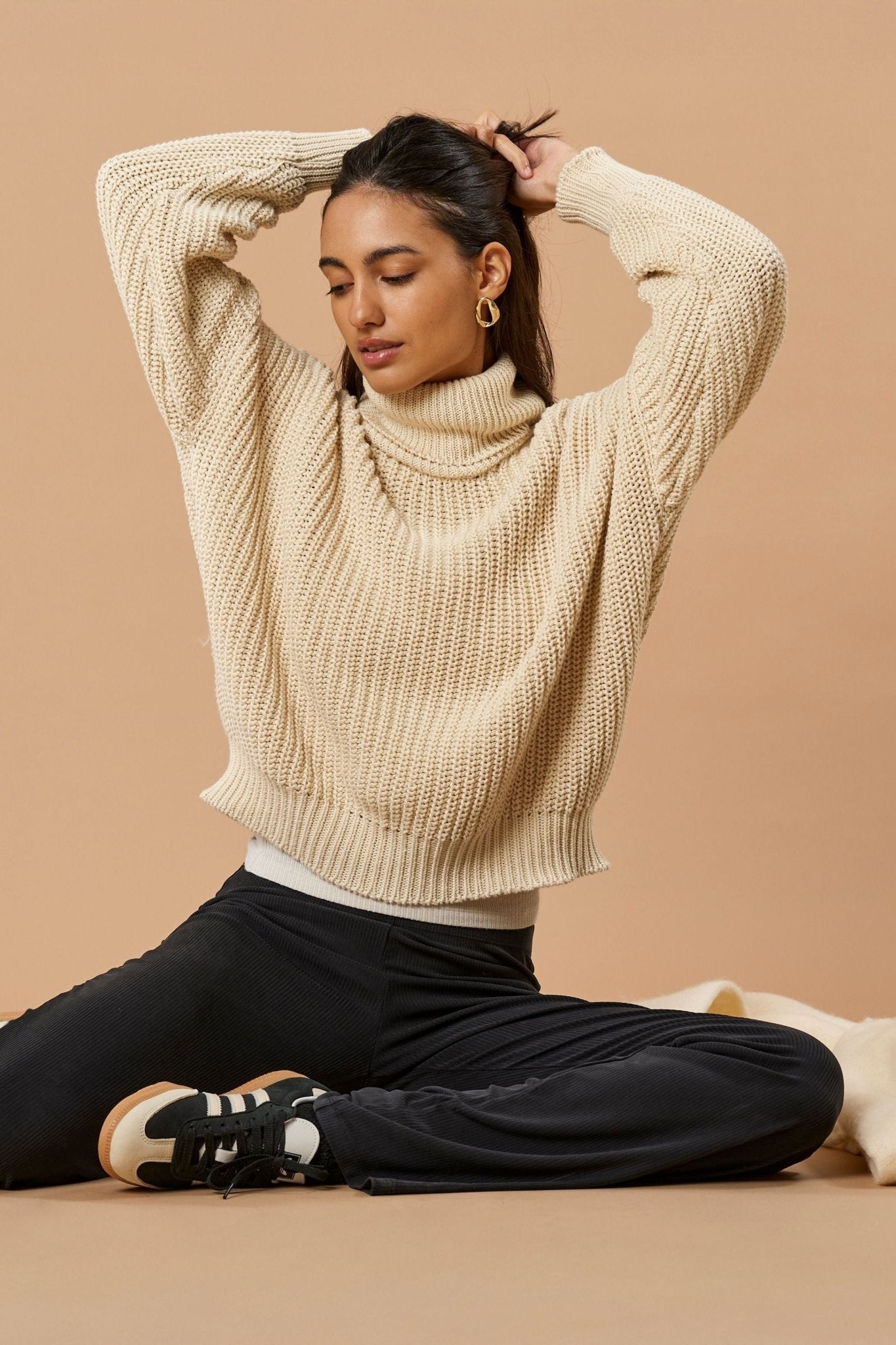 Turtleneck Knit Sweater Penelope Organic Cotton - Ivory