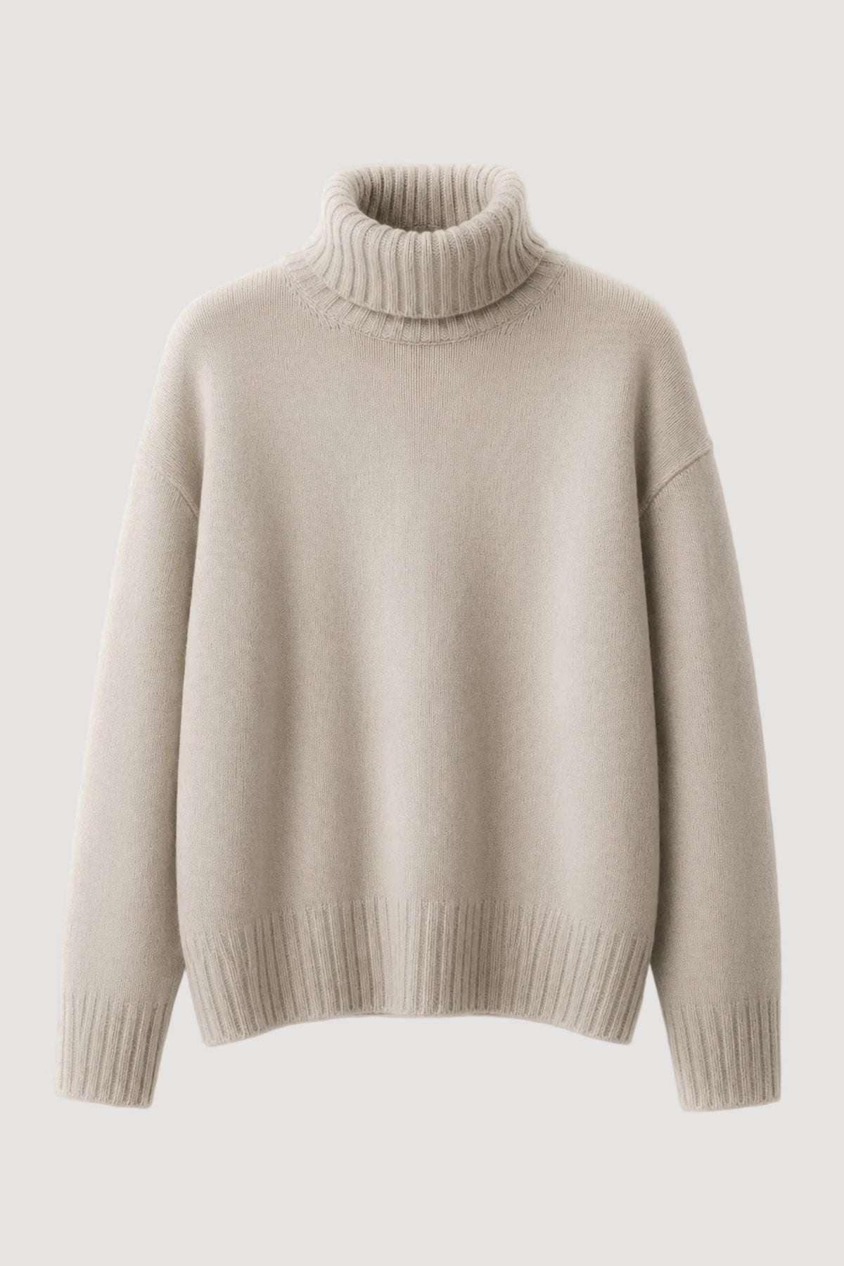 Beiger Strickpullover Rollkragen aus Kaschmir von Pura Clothing