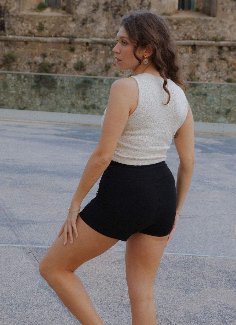 Two - Way Buttoned Knit Top Organic Cotton - Ecru - Narah Soleigh