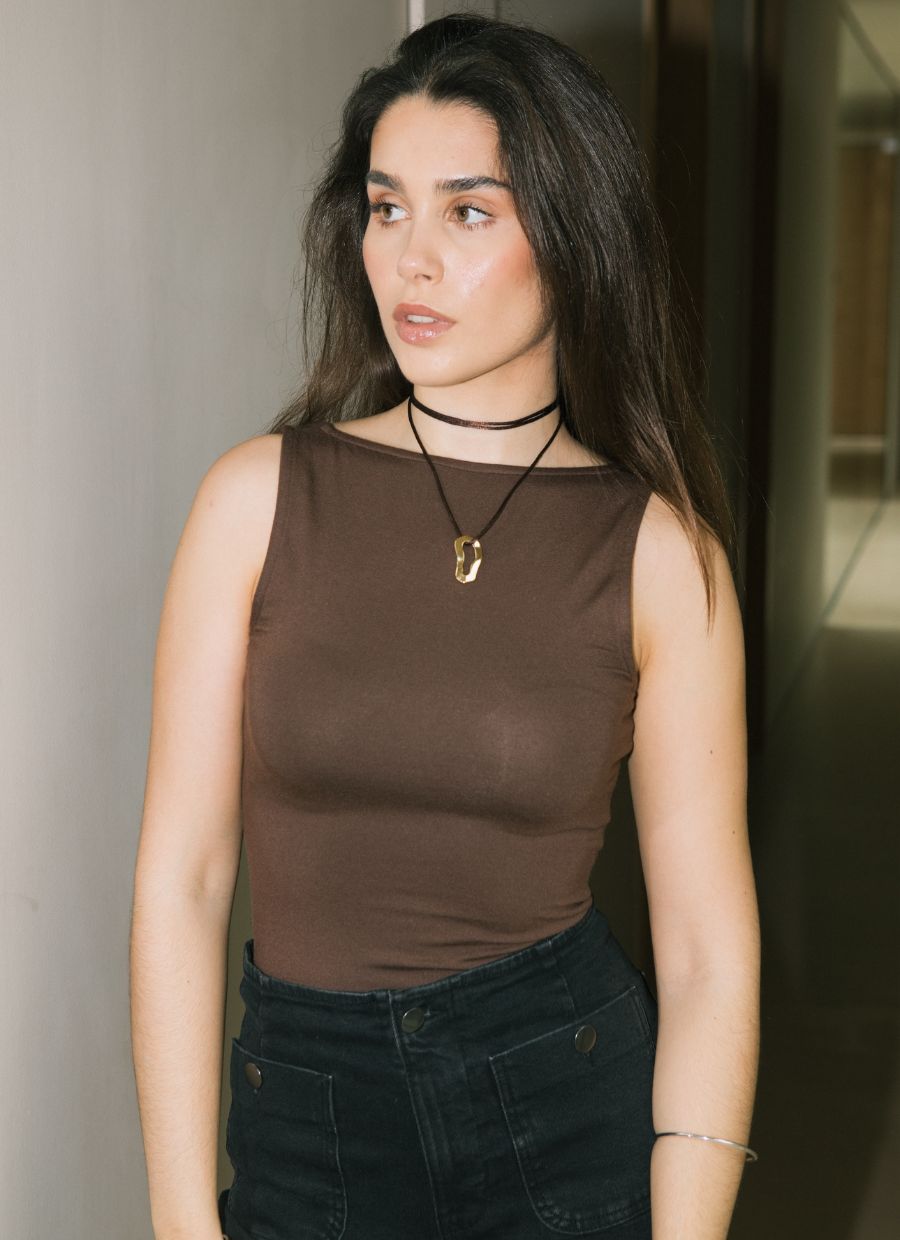 Two - Way Tank Top Micro Modal - Chocolate Brown - Narah Soleigh | Luxe Line