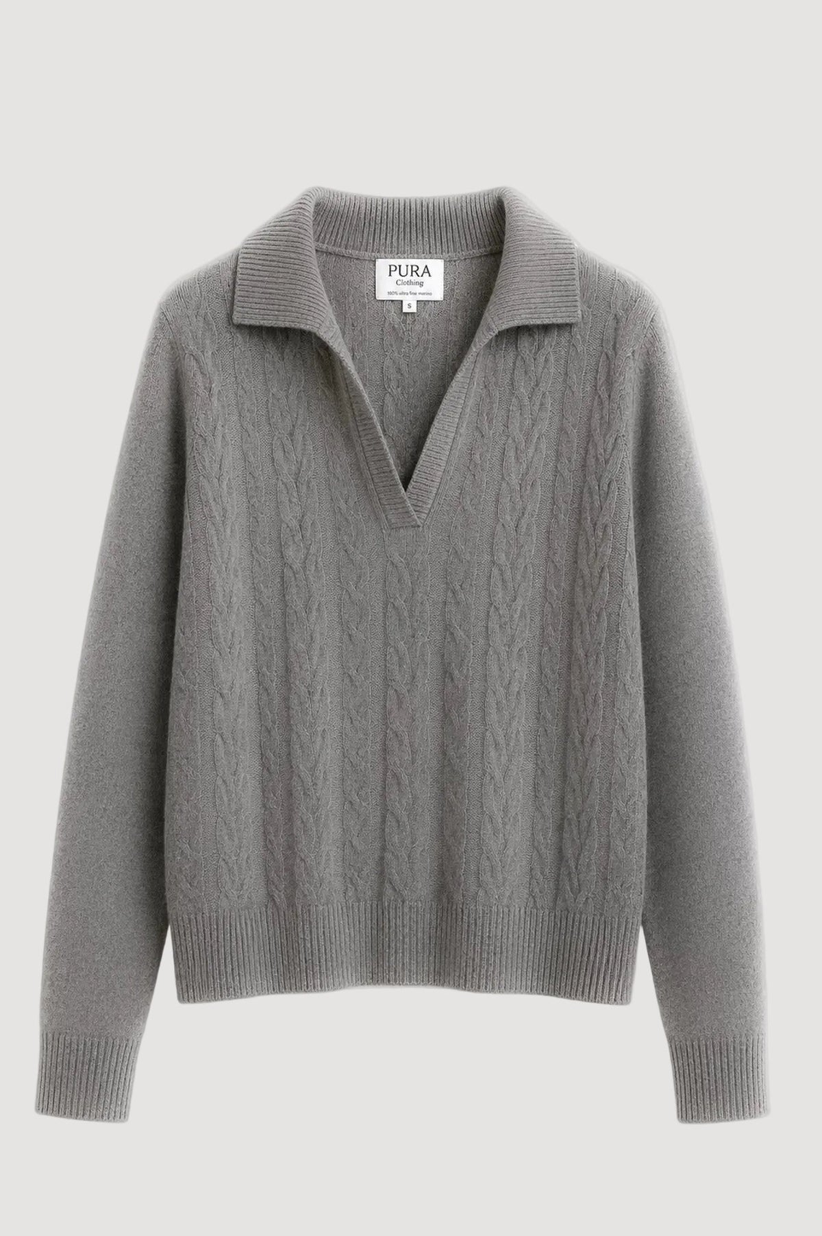 Grauer Strickpullover aus 100% Merinowolle von Pura Clothing