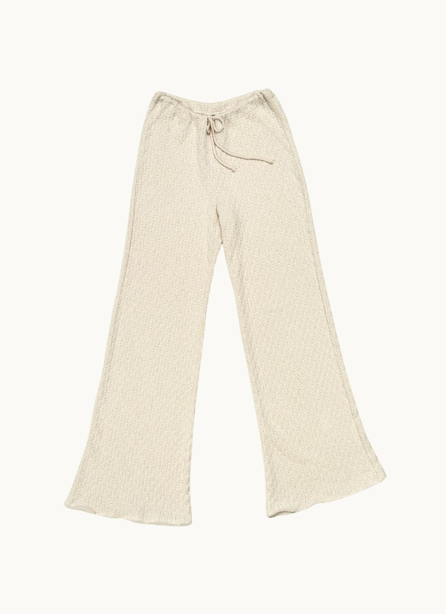 Wide - Leg Knit Pant Organic Cotton - Ecru - Narah Soleigh