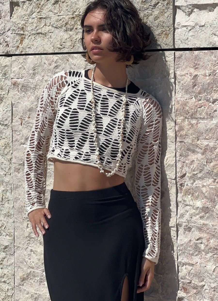 Zuri Crochet Top - Ecru - Narah Soleigh | Luxe Line