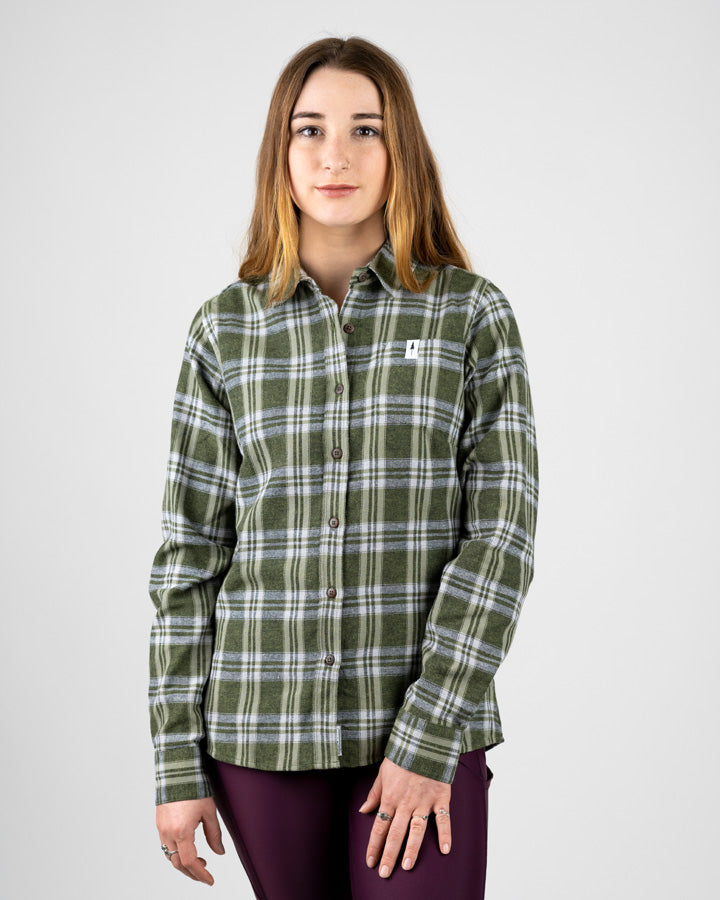 Olive | Basic Checks Women - Shirt - NIKIN