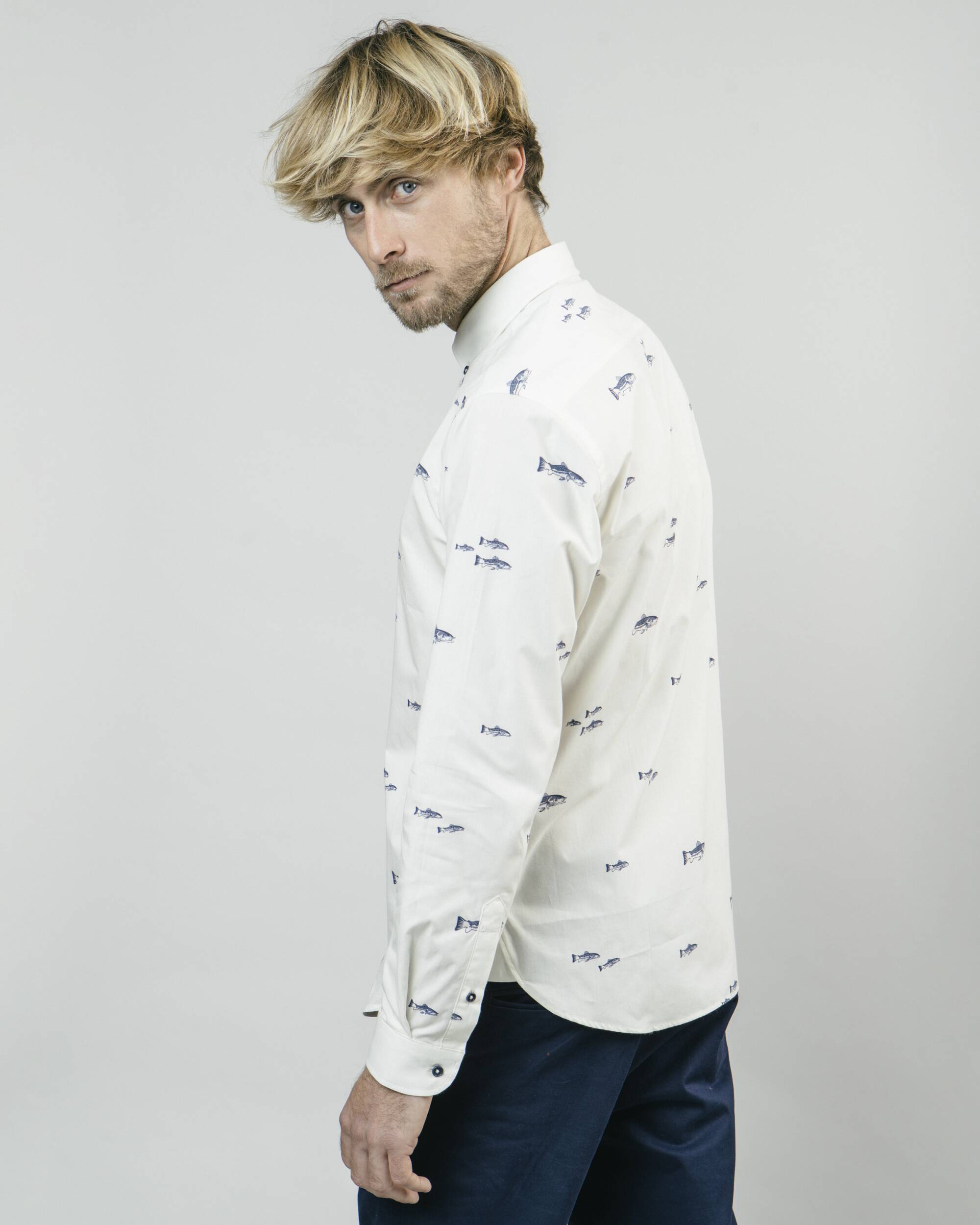 White River Trout Printed shirt made from 100% organic cotton from Brava Fabrics