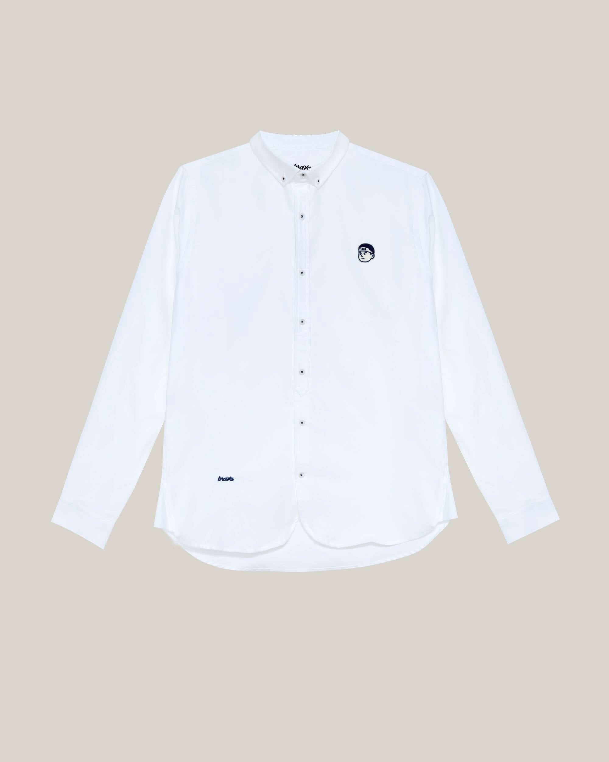 Weisses, lamgärmliges Hemd Akito aus 100% Bio-Baumwolle von Brava Fabrics