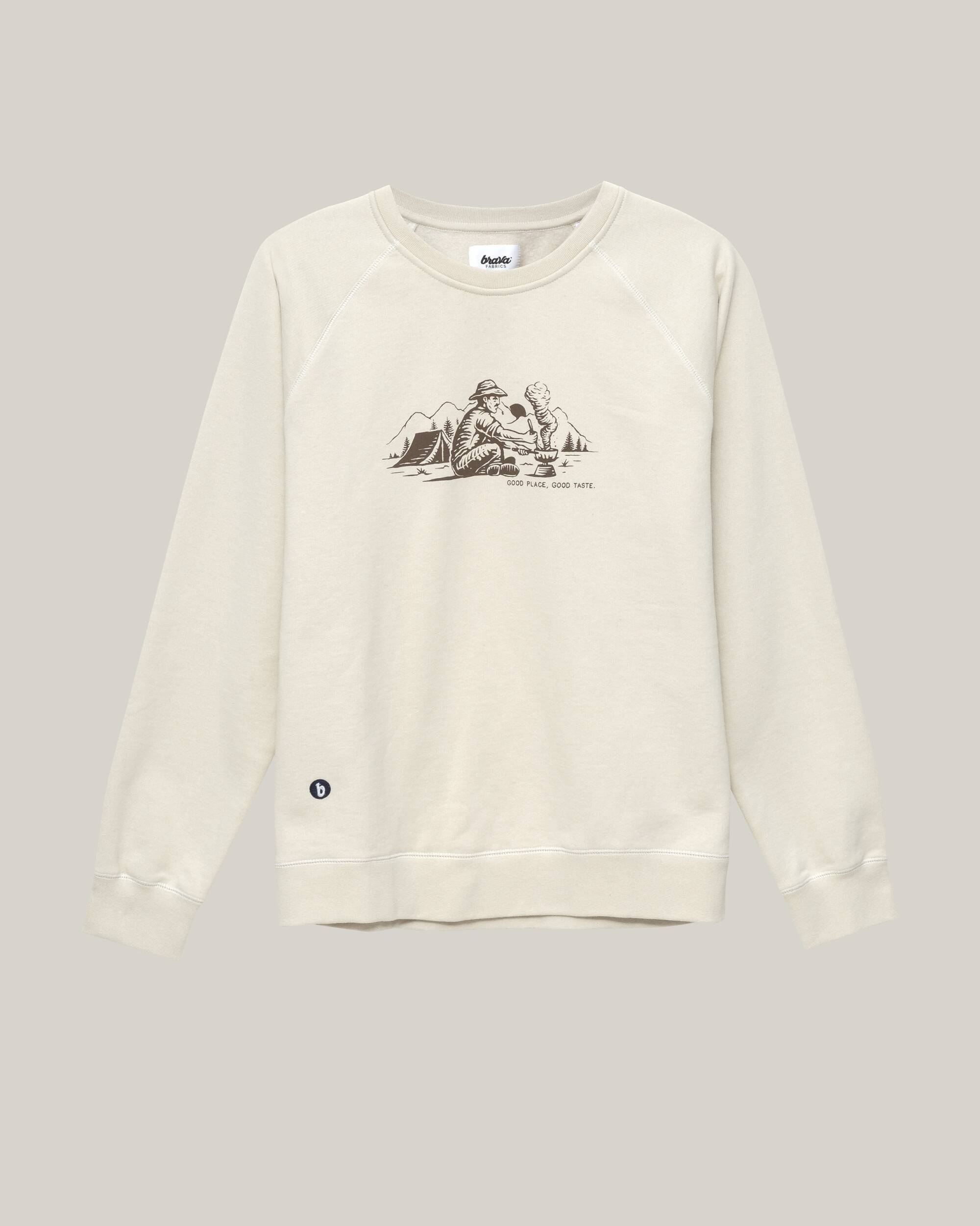 Sweatshirt "Good Taste" in white made from 100% organic cotton from Brava Fabrics