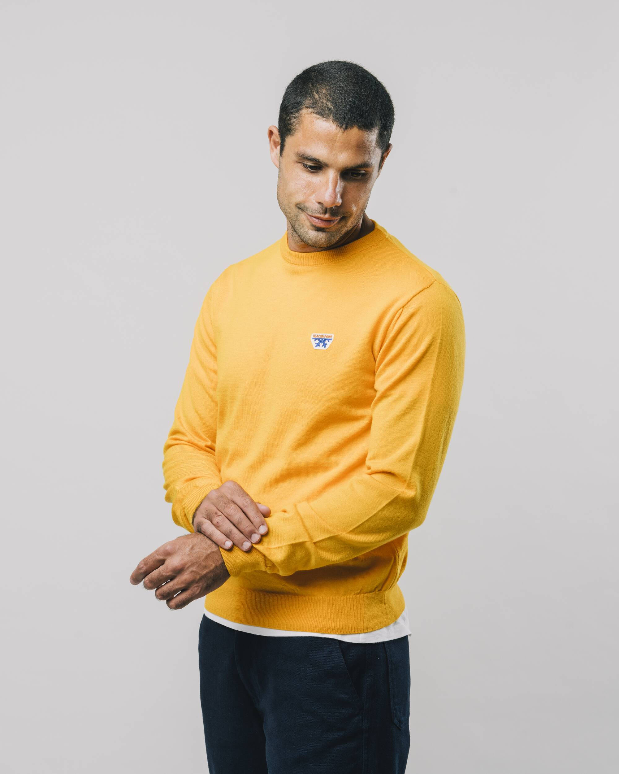 Sweater "Glacier Point" in Saffron - Yellow made from 100% Merino wool by Brava Fabrics