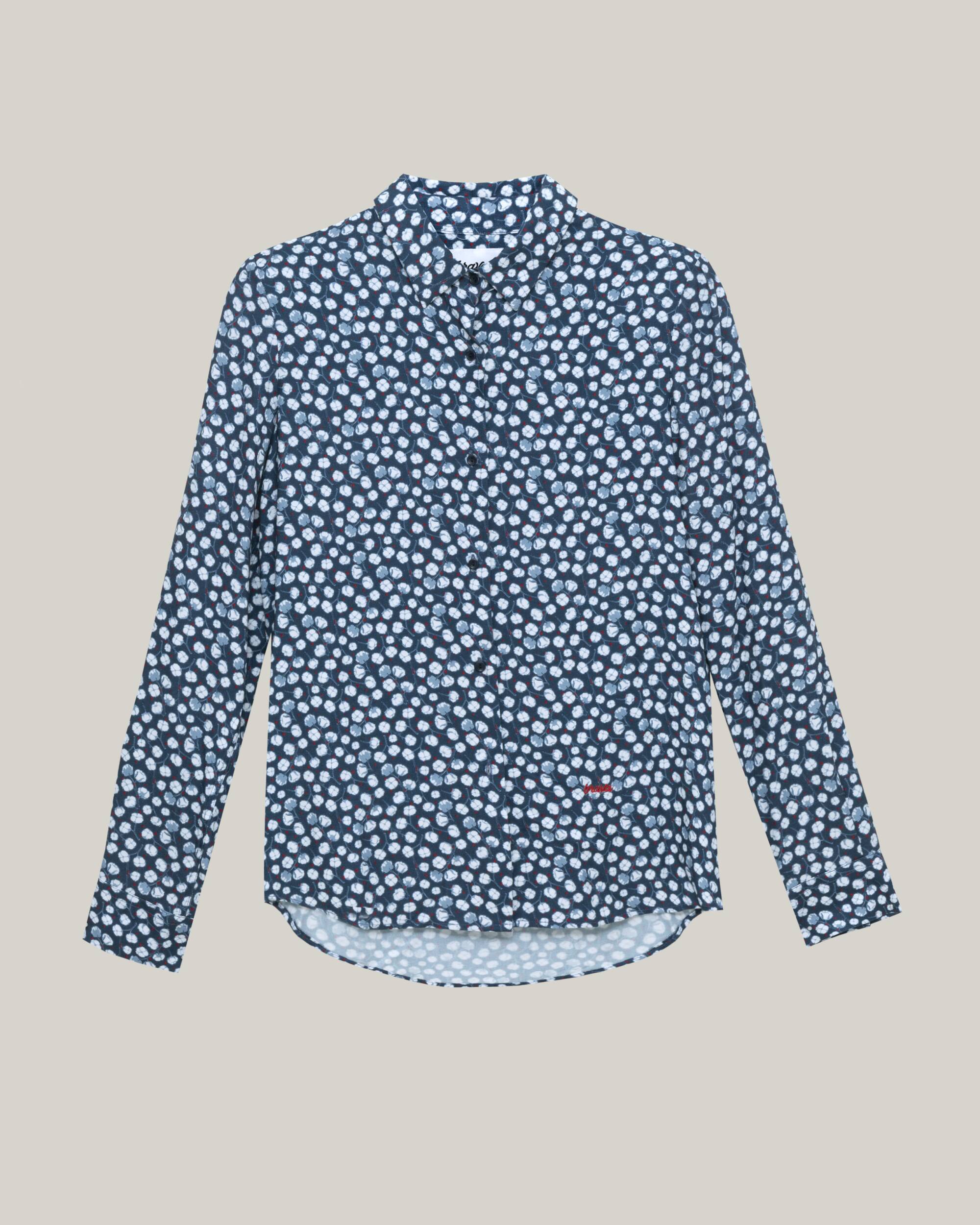 Bluse "Cotton Flower" in blau mit tollem Druck aus 100% ECOVERO von Brava Fabrics