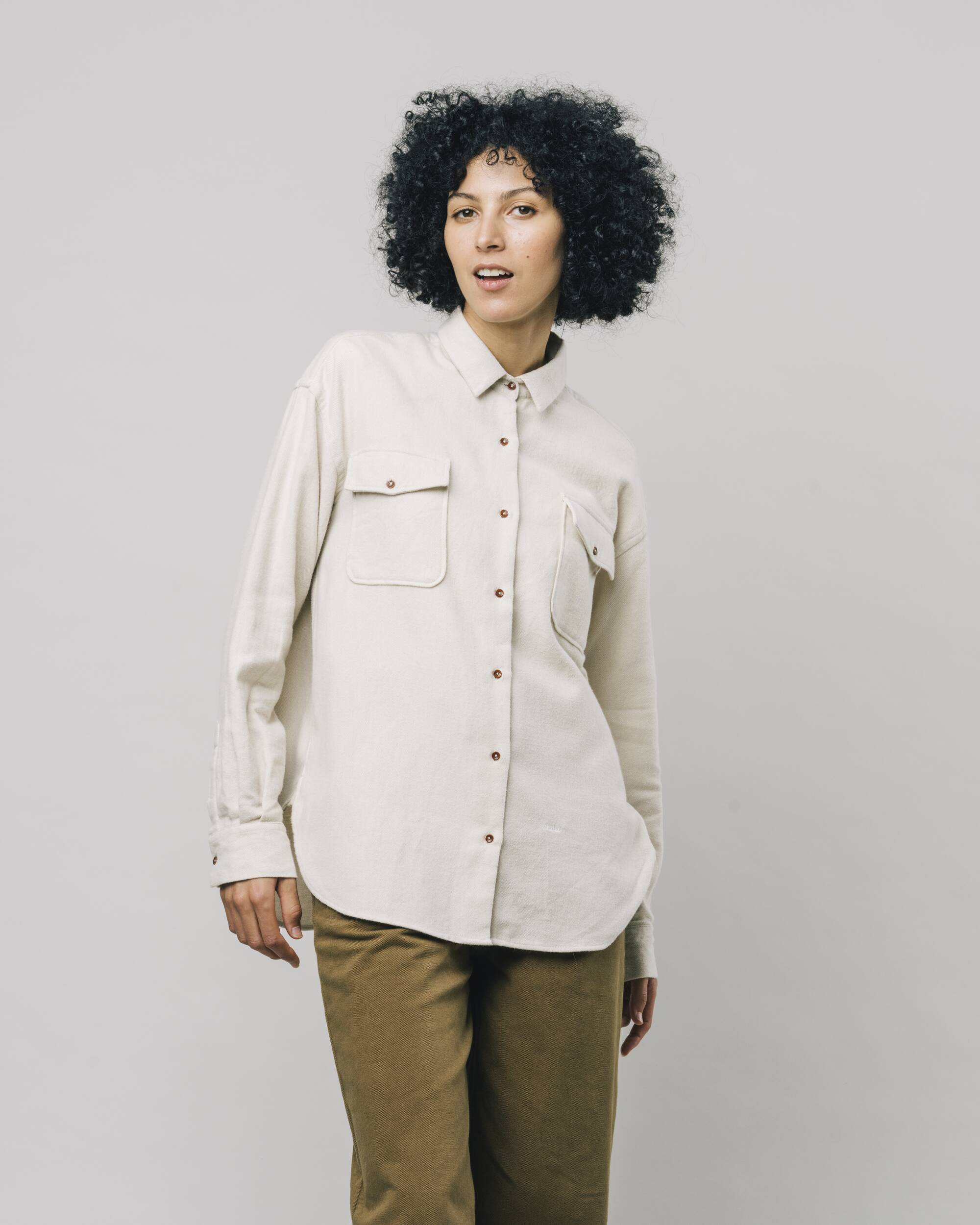 Bluse "Alaska" in off-white aus 100% Bio - Baumwollflanell von Brava Fabrics