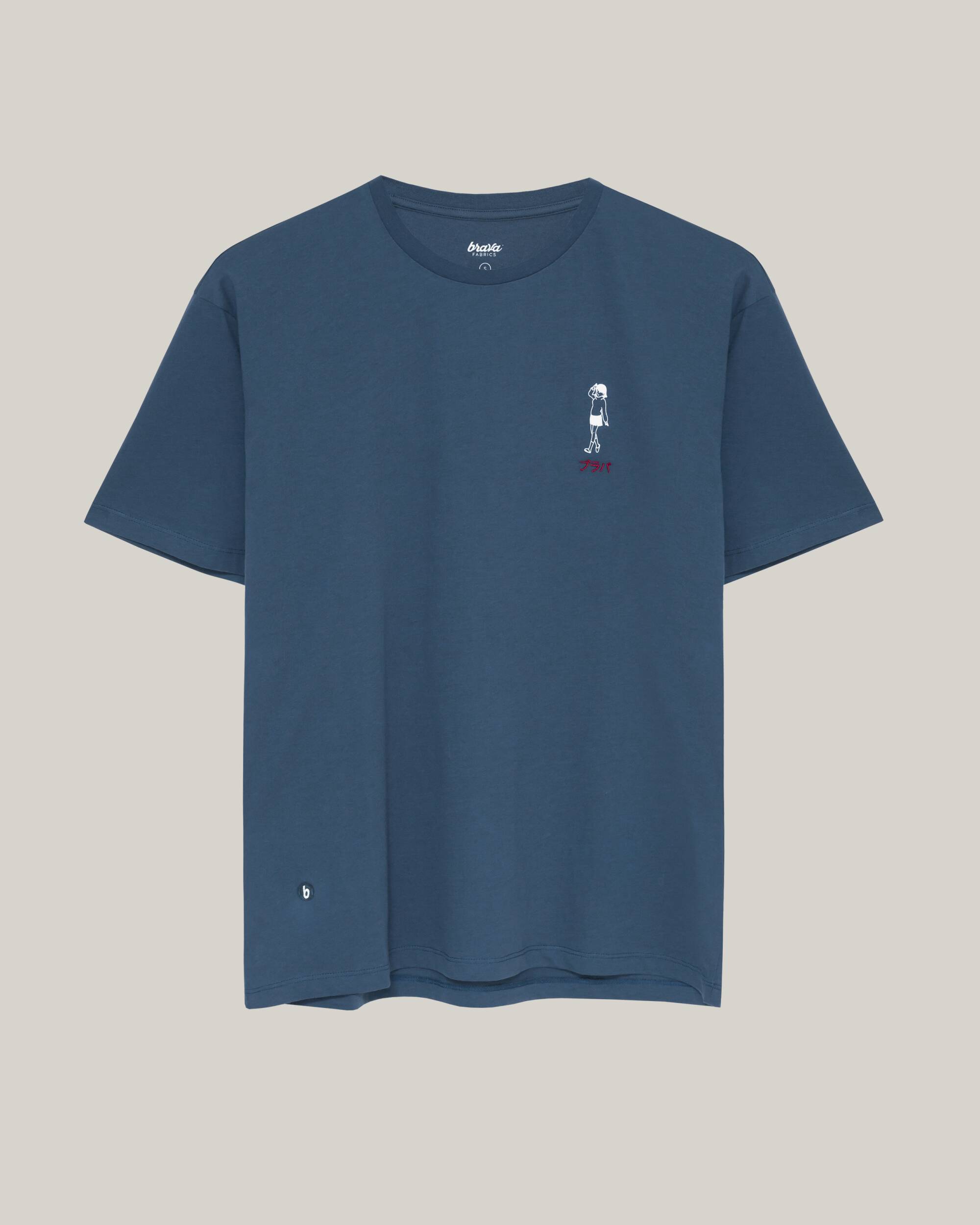 Blaues T-Shirt Walking Yoko aus 100% Bio-Baumwolle von Brava Fabrics