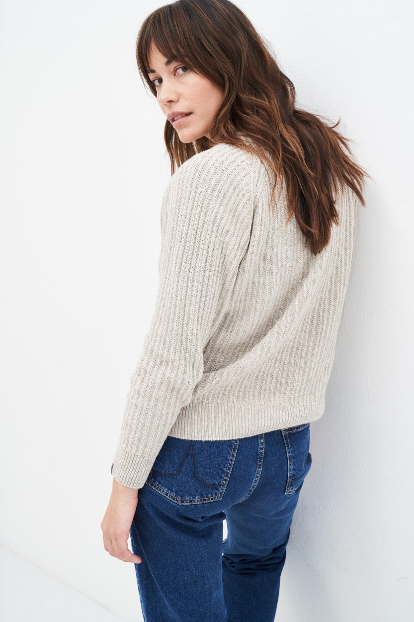 Strick Sweater Christa in offwhite aus 100% Bio - Baumwolle von Kuyichi