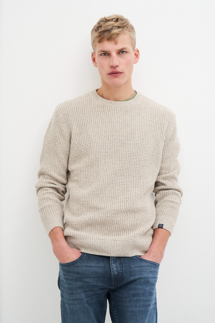 Crewneck sweater Clement in beige made from 100% organic cotton by Kuyichi
